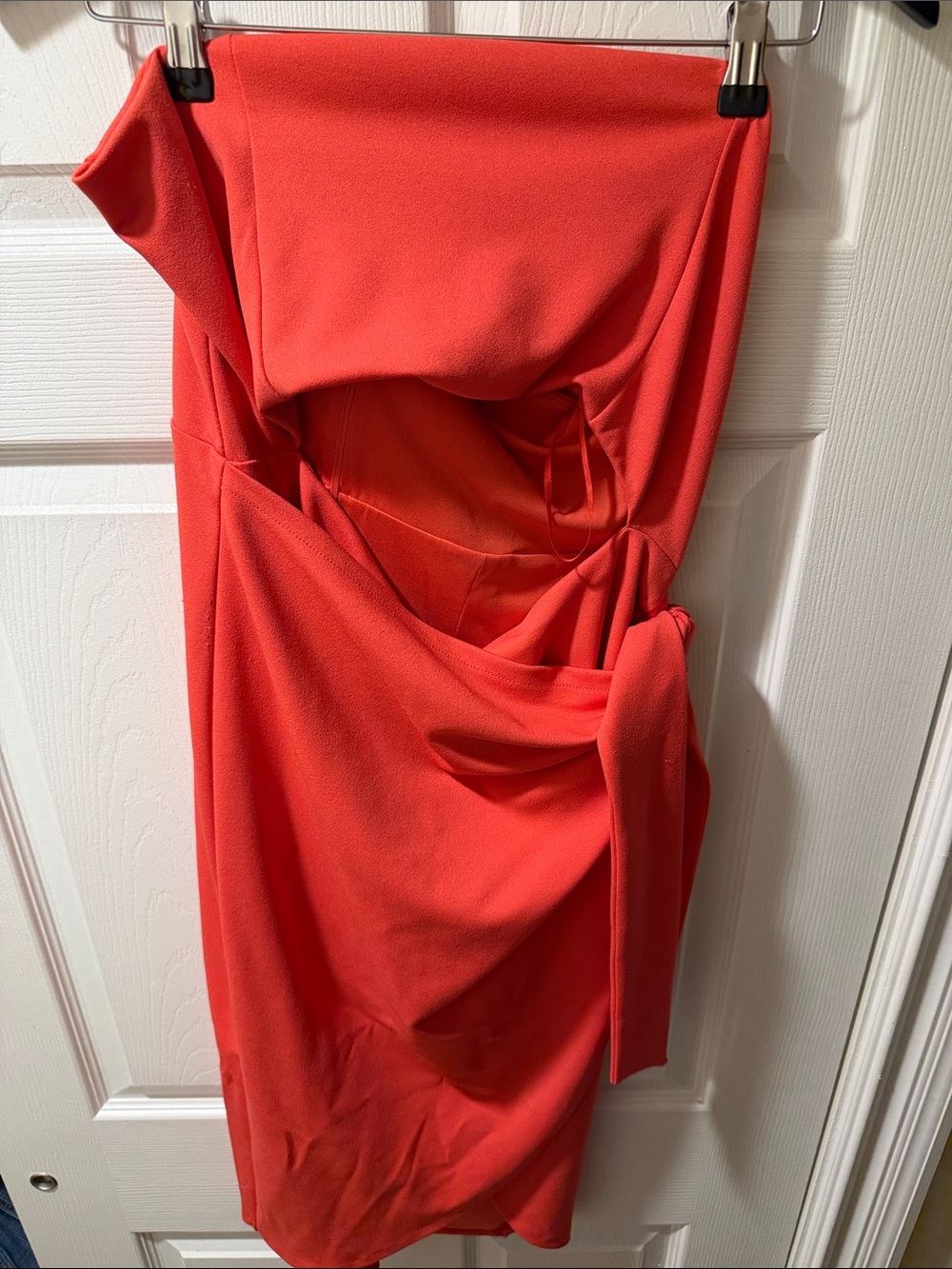 Strapless Red/orange Draped Cocktail Dress